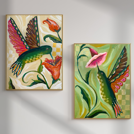 Set of Two Hummingbirds Art Prints