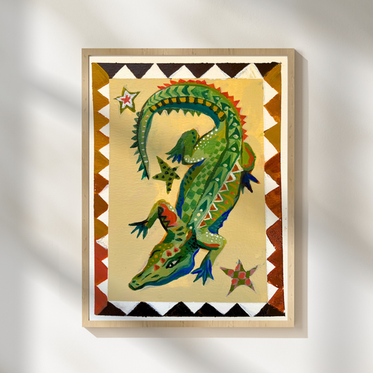 Folk Alligator Art Print