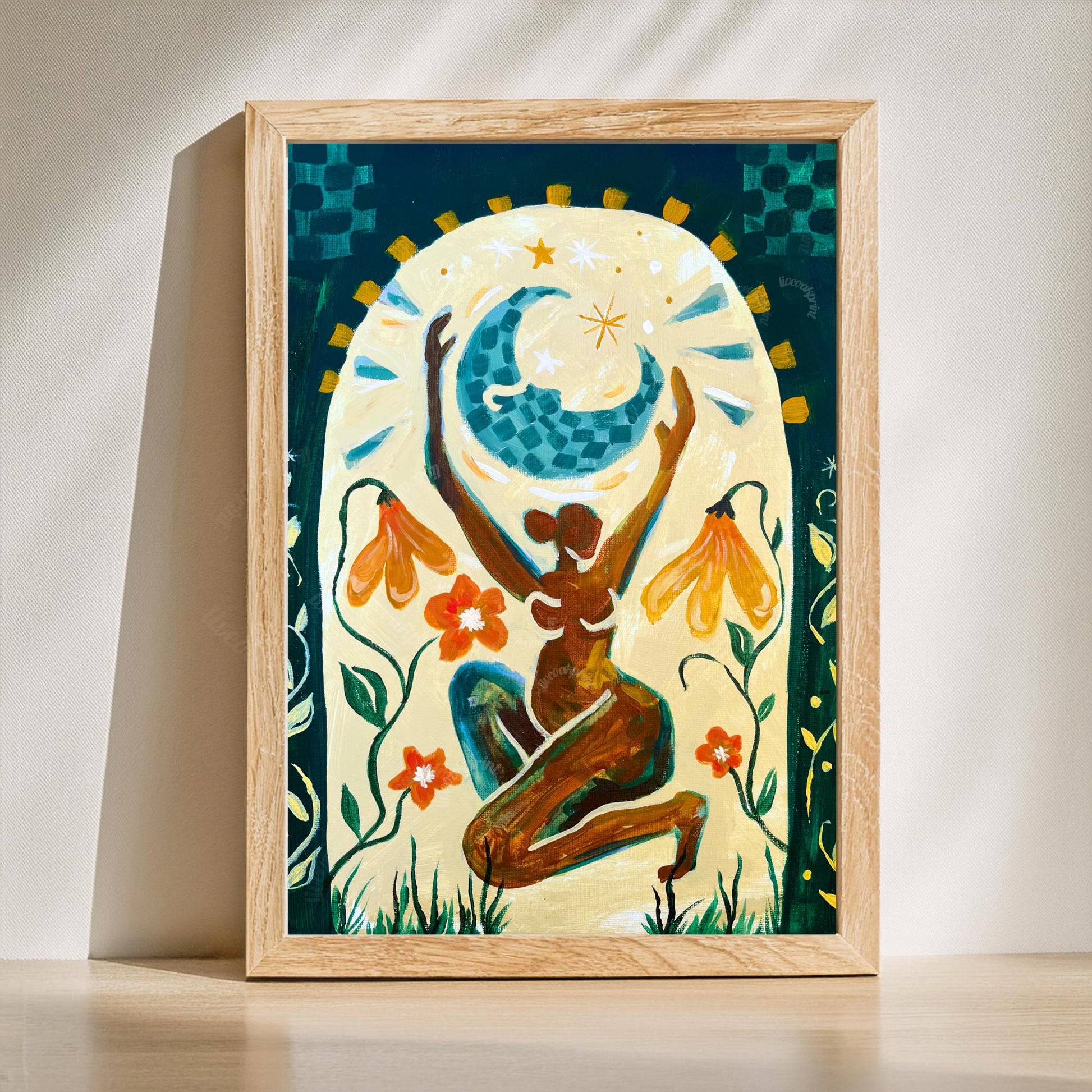Set of Two Feminine Art Prints - Sun and Moon Wall Decor